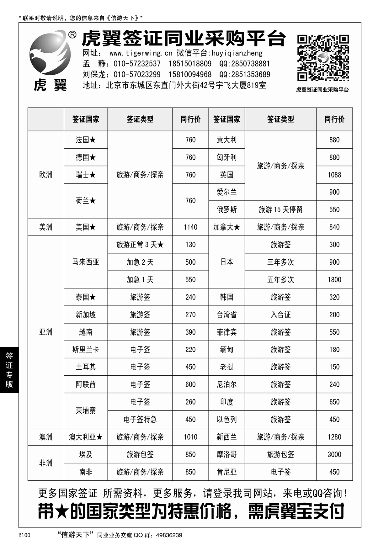 B黑100虎翼签证