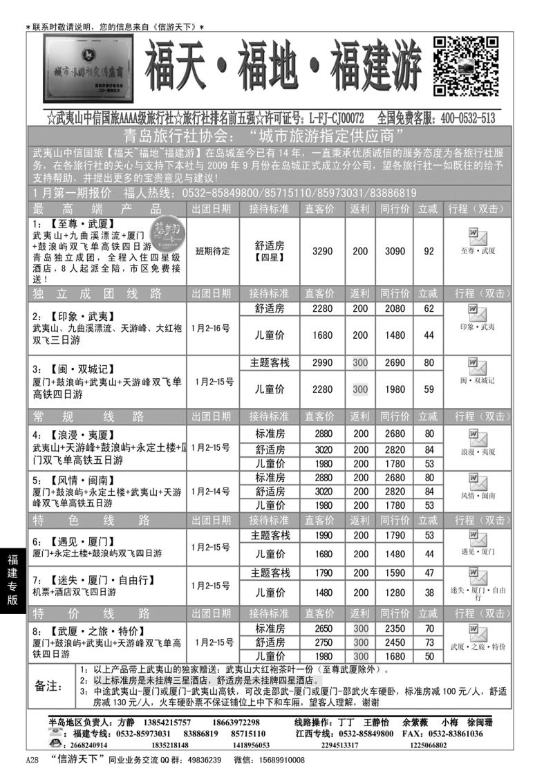 A黑028  福天福地福建游……福建专版