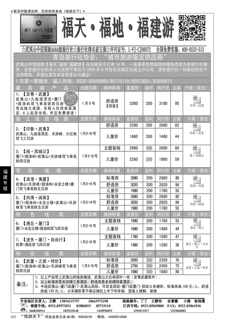 A黑022  福天福地福建游……福建专版