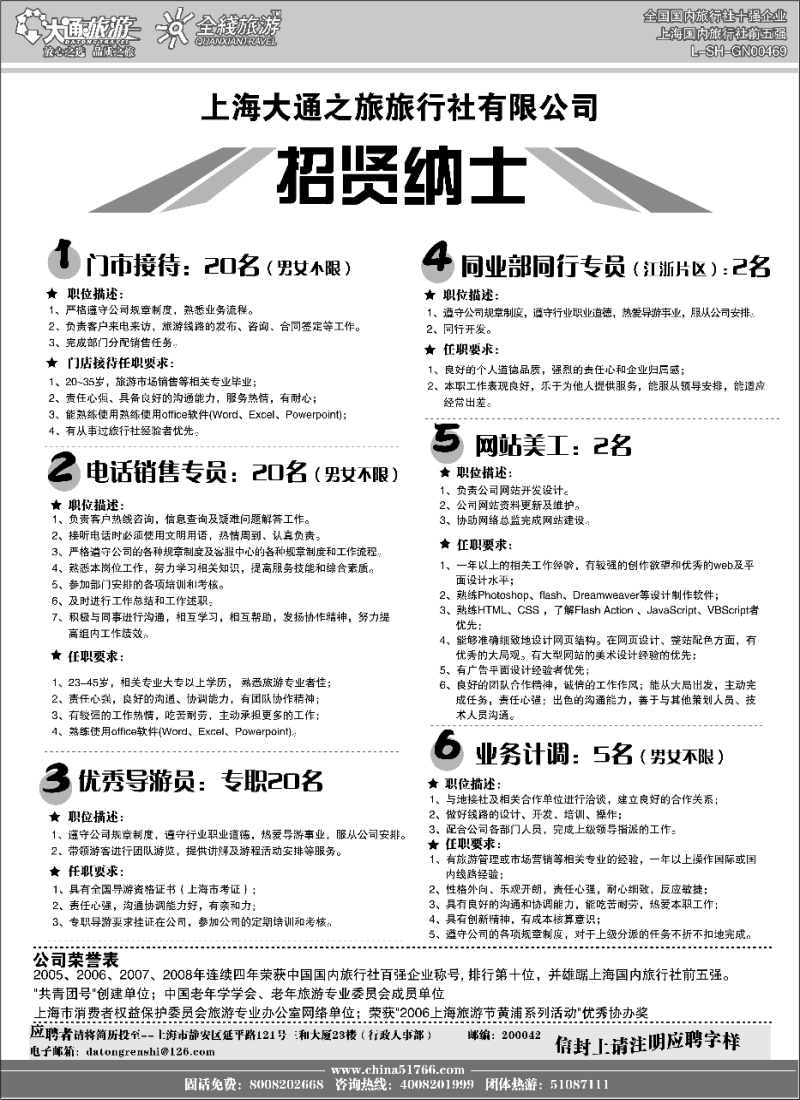 n99 大通旅游-招聘