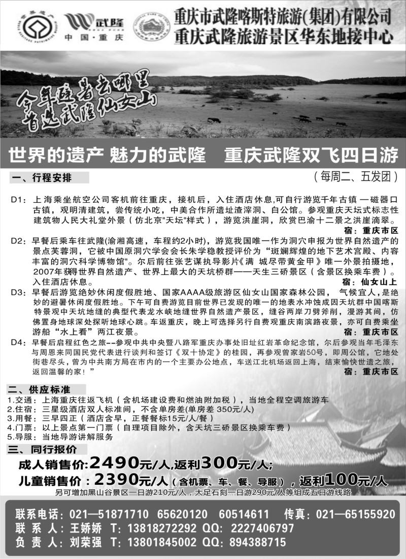 s53 世界遗产 重庆武隆旅游专线