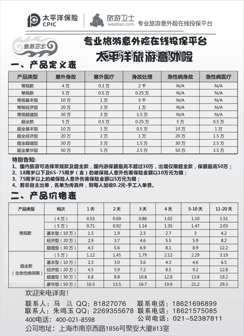 s1 太平洋旅游意外险