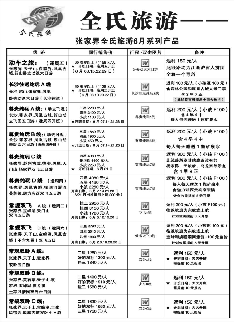 s80  全氏旅游—湖南张家界专线