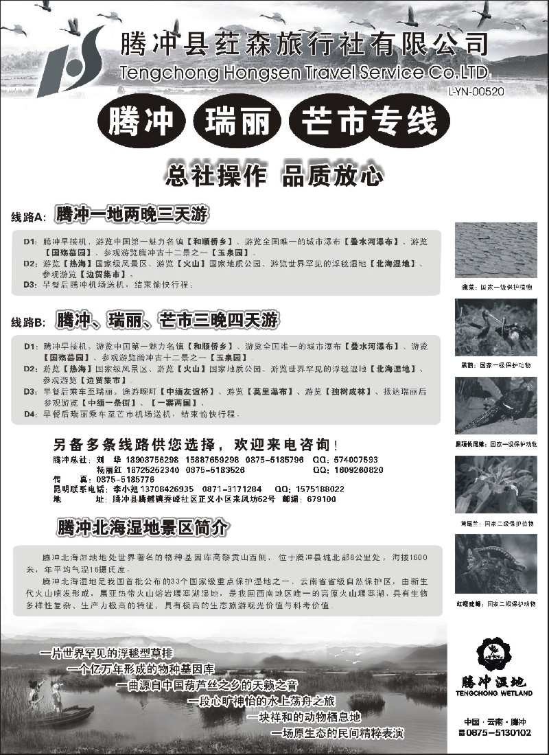 s124 云南腾冲荭森旅行社-腾冲、瑞丽、芒市专线