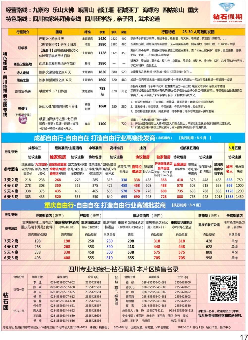 彩P17 钻石假期四川省中国旅行社（总社）川西环线特色高端线路