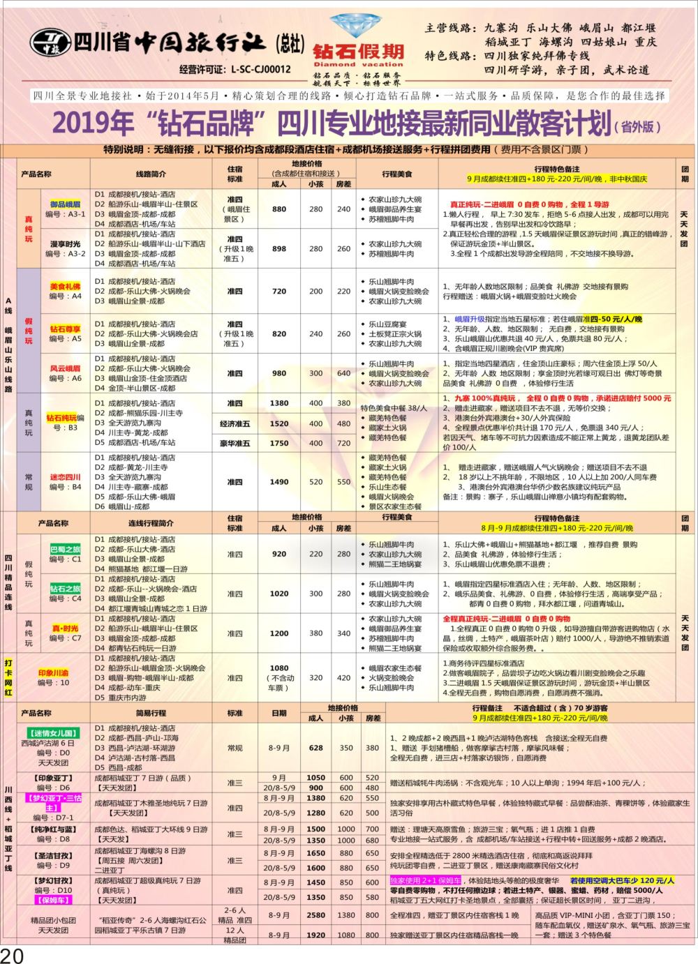 P20 钻石假期四川省中国旅行社（总社）峨眉山乐山金牌专线