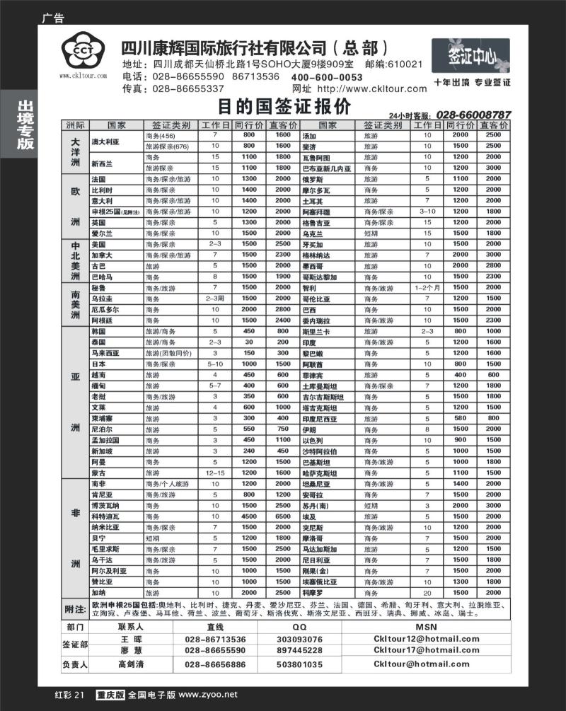 21  251期  四川康辉-雅客行天下-签证