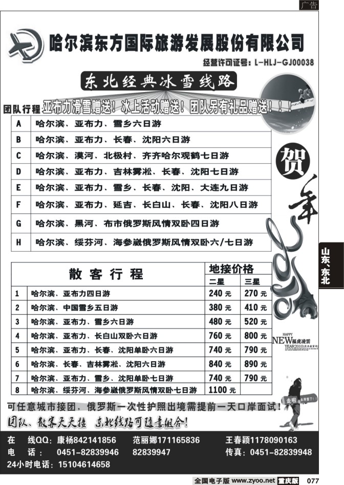077  哈尔滨东方国际旅游发展股份有限公司