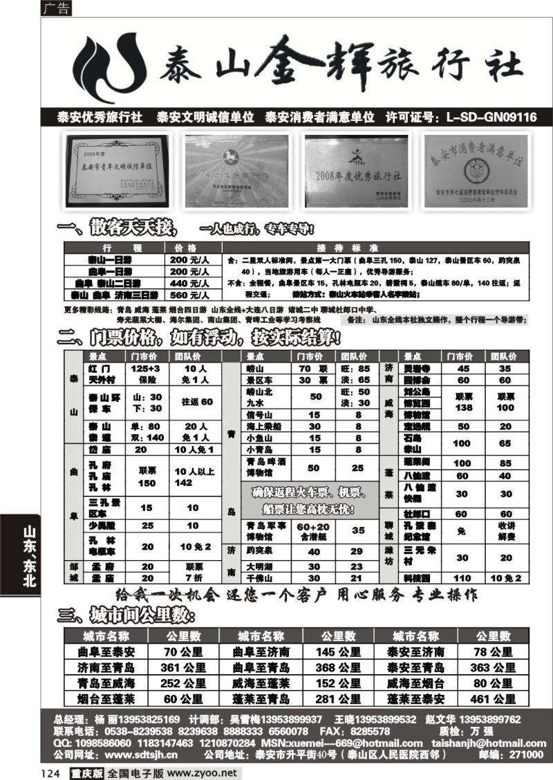 124   282期  泰山金辉旅行社
