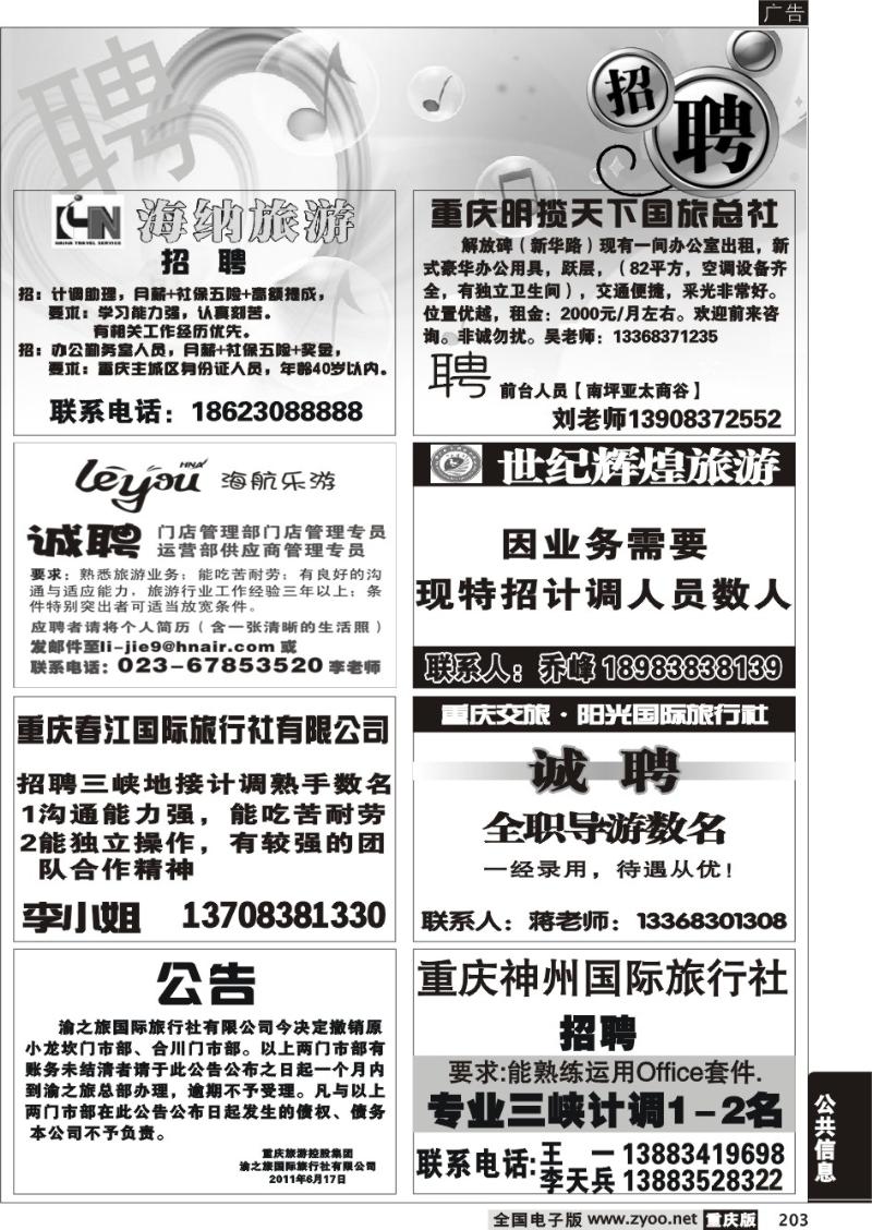 203 招聘专版