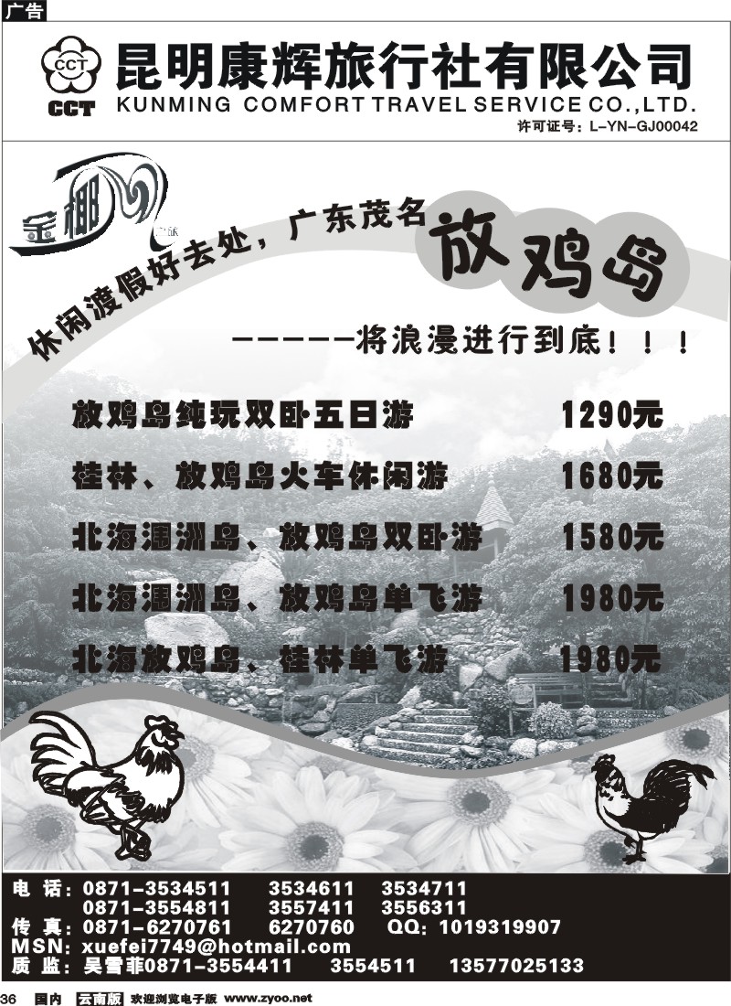 国内36  昆明康辉（铁路411）金椰风 海南专线1