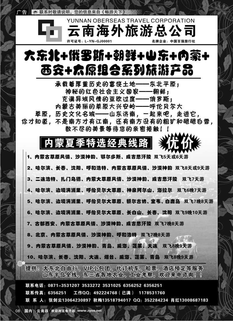 红专008 云南海外新翼大东北 东北、俄罗斯、山东专线1