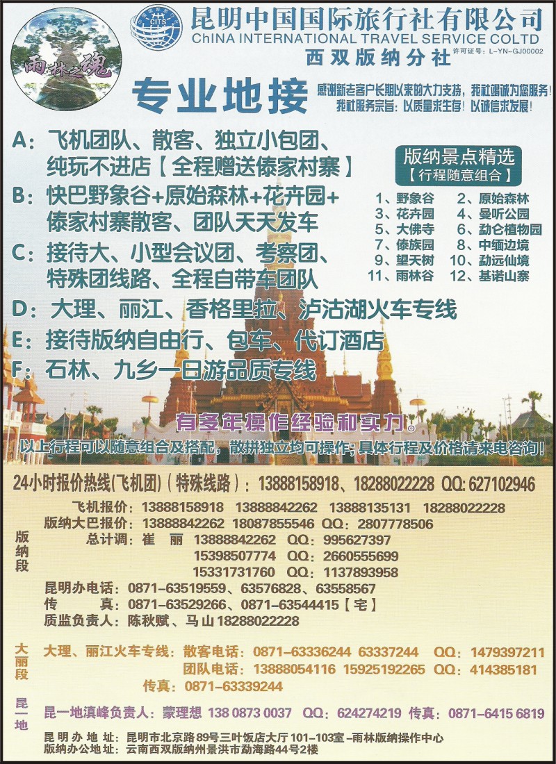 彩033 昆明中国国际旅行社（三叶）102-雨林之魂