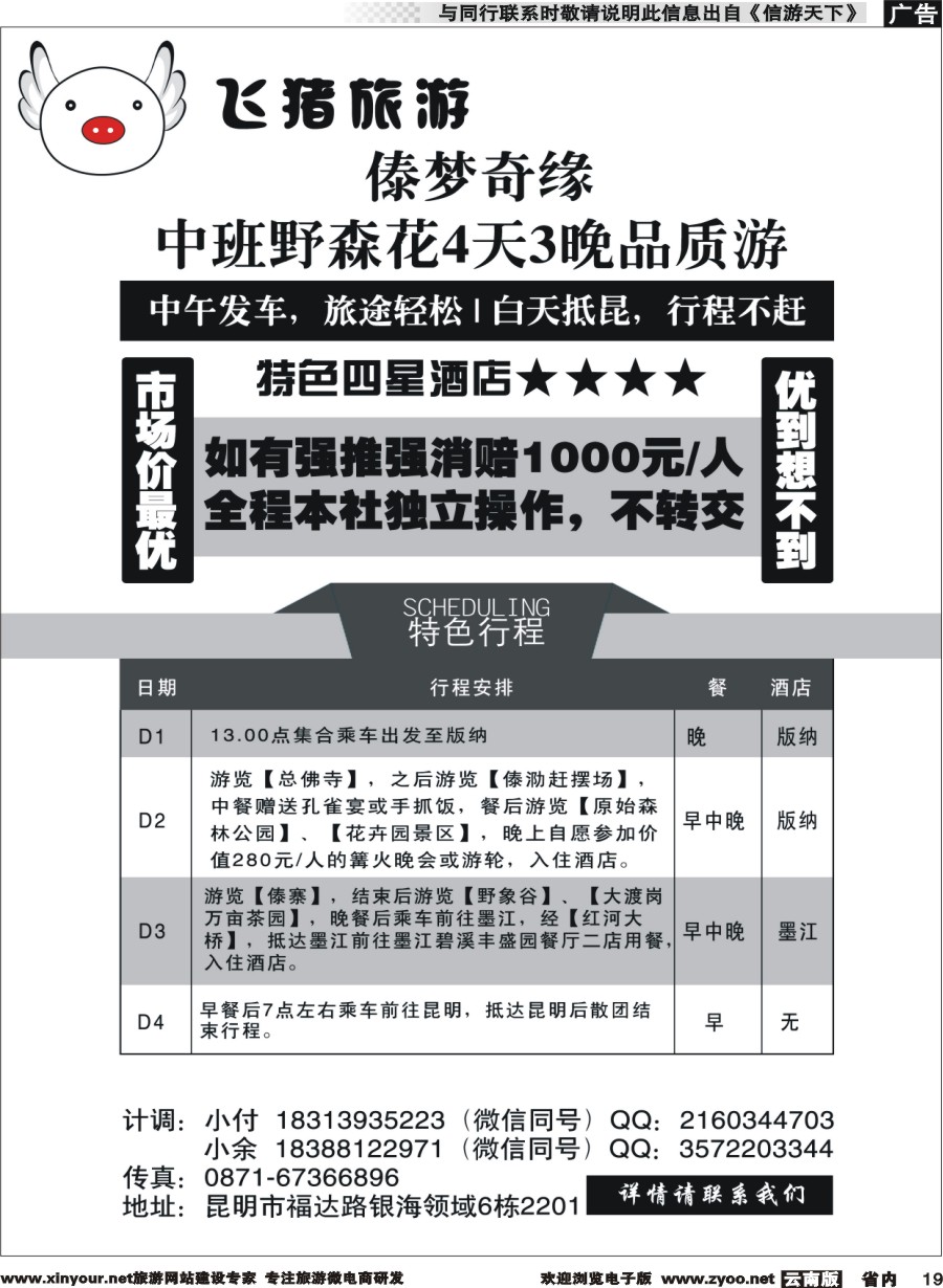 省内019 飞猪旅游—版纳专线