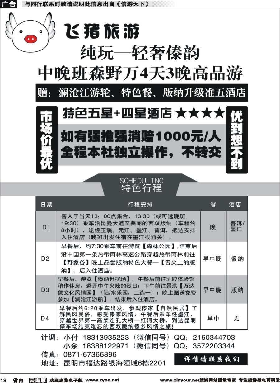 省内018 飞猪旅游—版纳专线