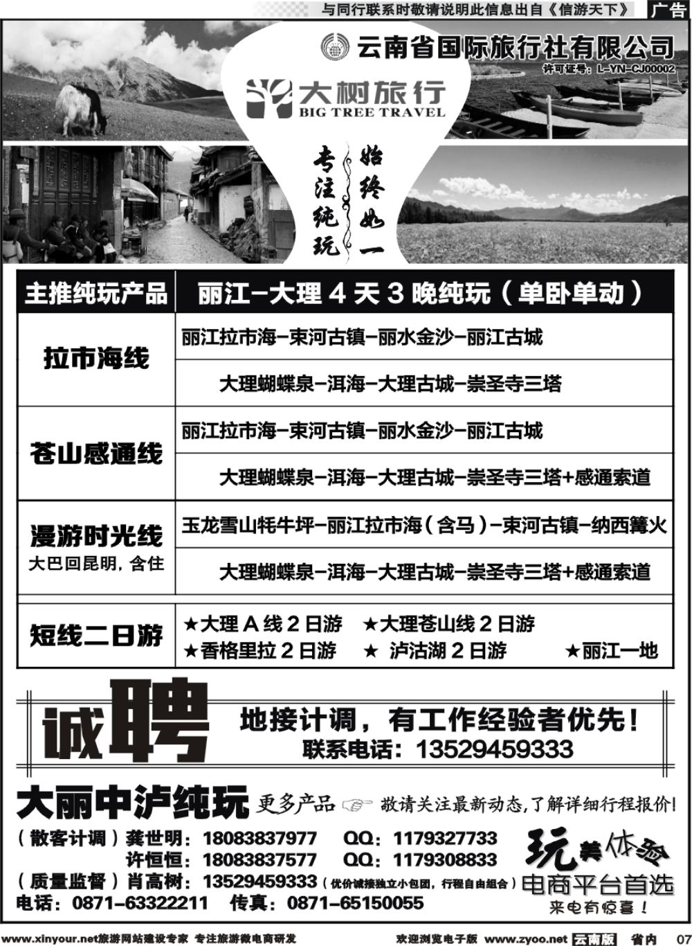 r007 昆明中国国旅-大树旅行-大丽专线