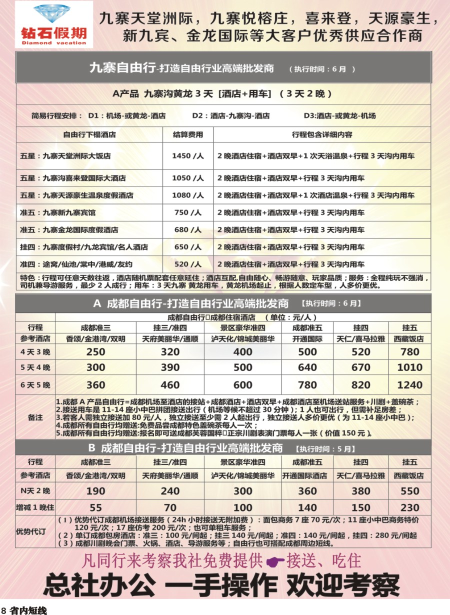 b008  中旅总部·九寨自由行·成都自由行