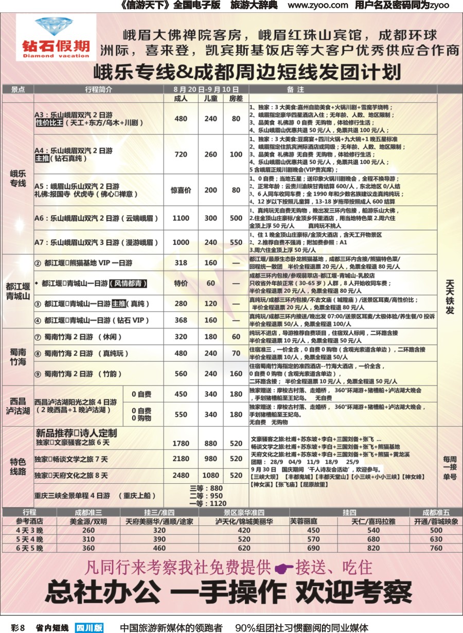 b彩008  中旅总部·峨乐专线·成都周边短线