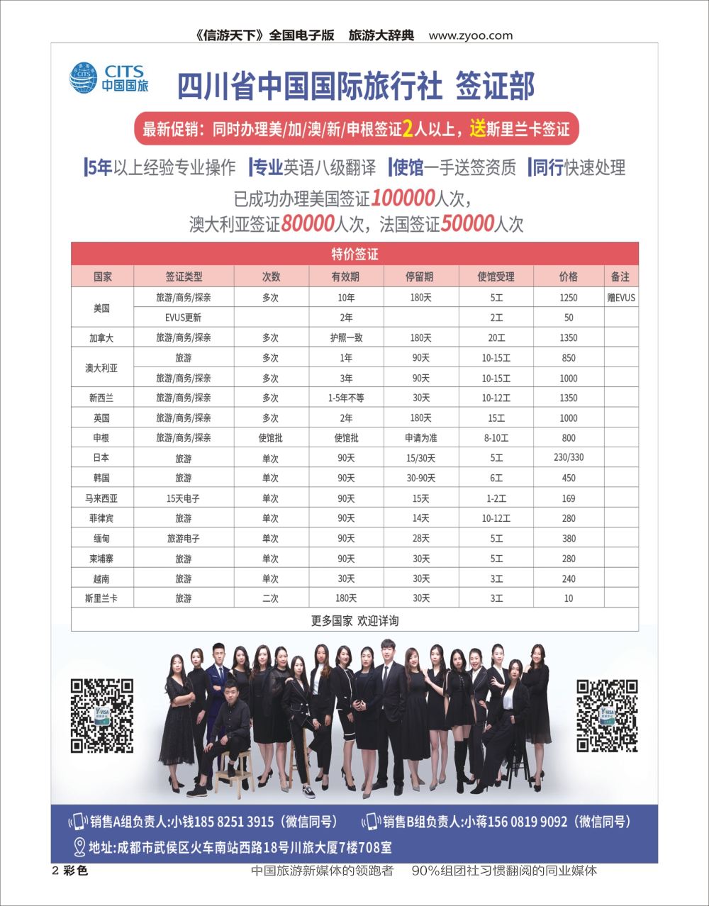 H彩002 四川省中国国际旅行社-签证