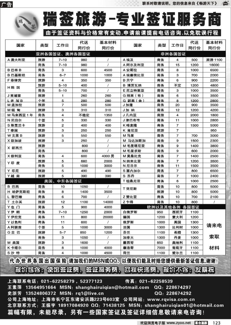 123  瑞签旅游●专业签证服务商