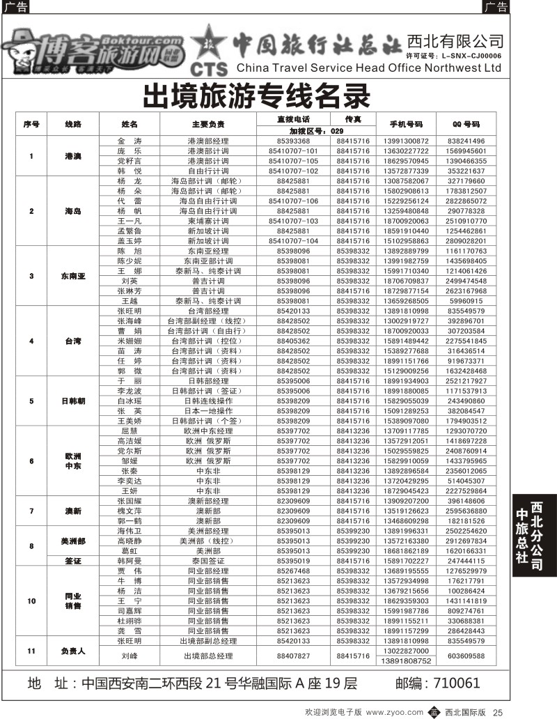 b黑025  中旅总社西北公司