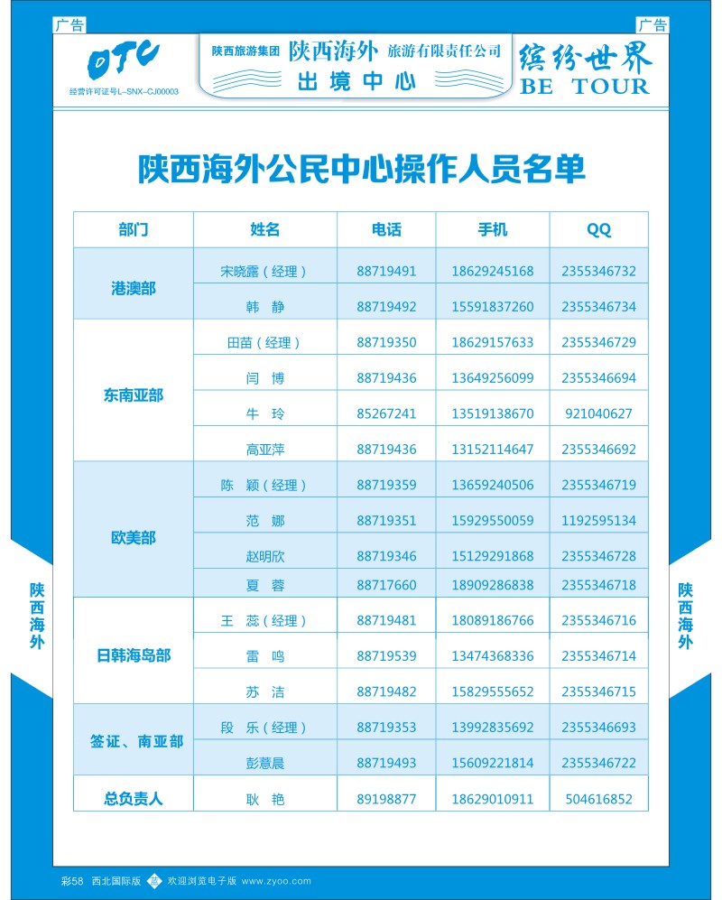 b彩058 妮513期 陕西海外—公民中心通讯录（蓝页）1p