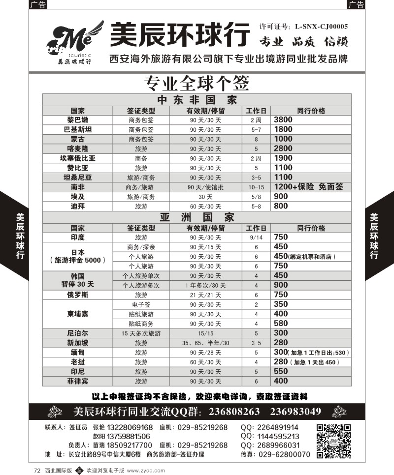 美辰环球行-专业全球个签-中东非亚洲  b黑072  ｛05878｝