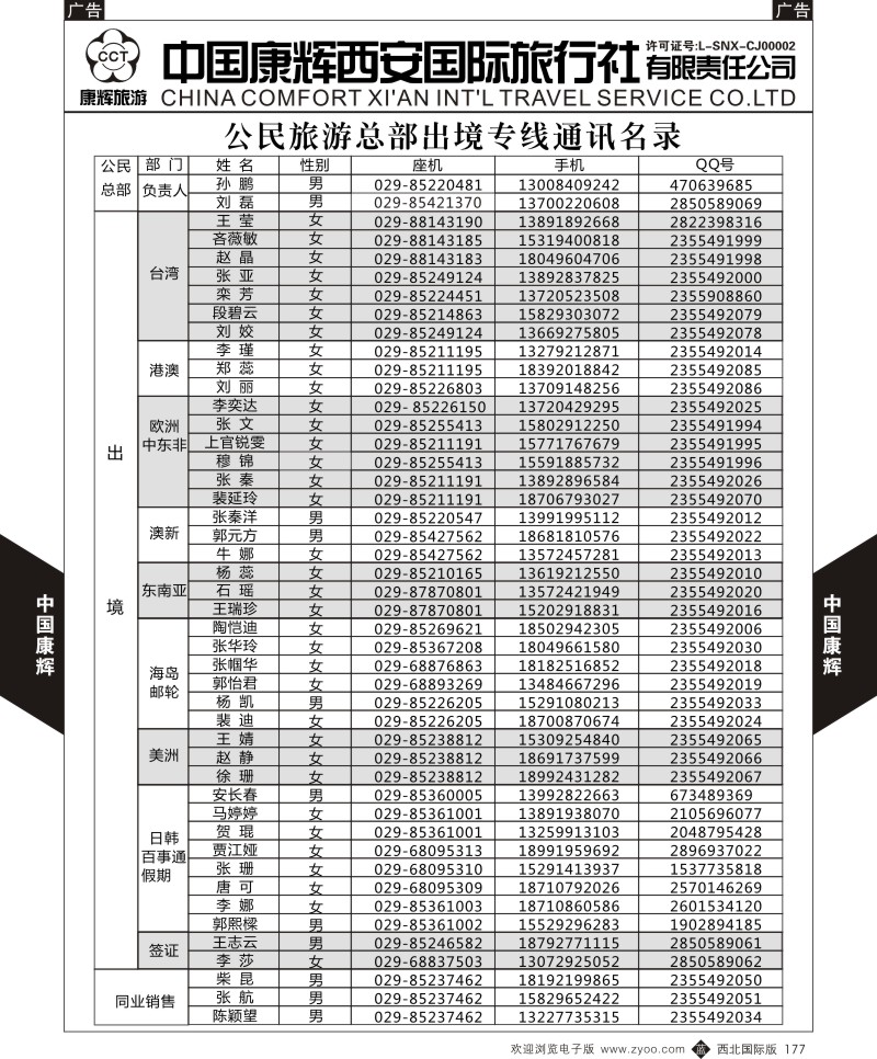 b黑177  中国康辉-联系名录