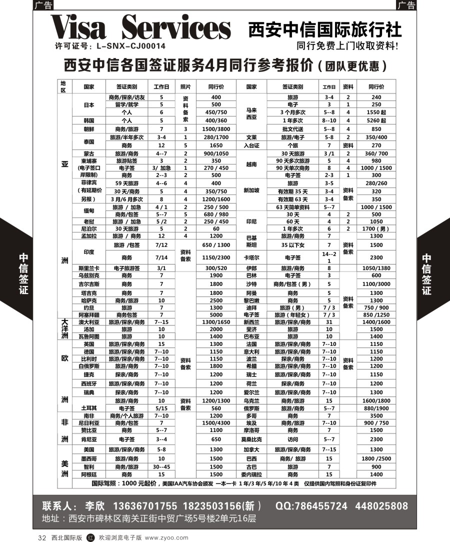 r黑032  西安中信-签证