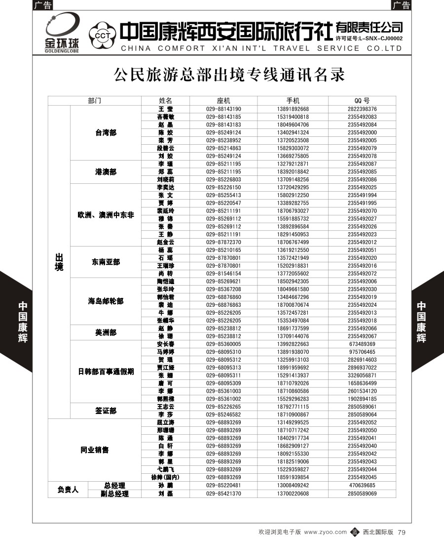 b黑079  中国康辉-联系名录