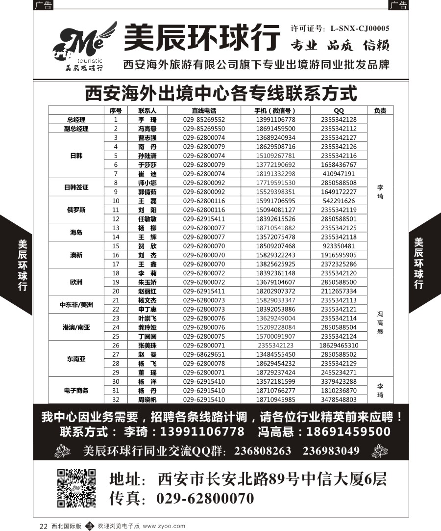 b黑022  美辰环球行-通讯录