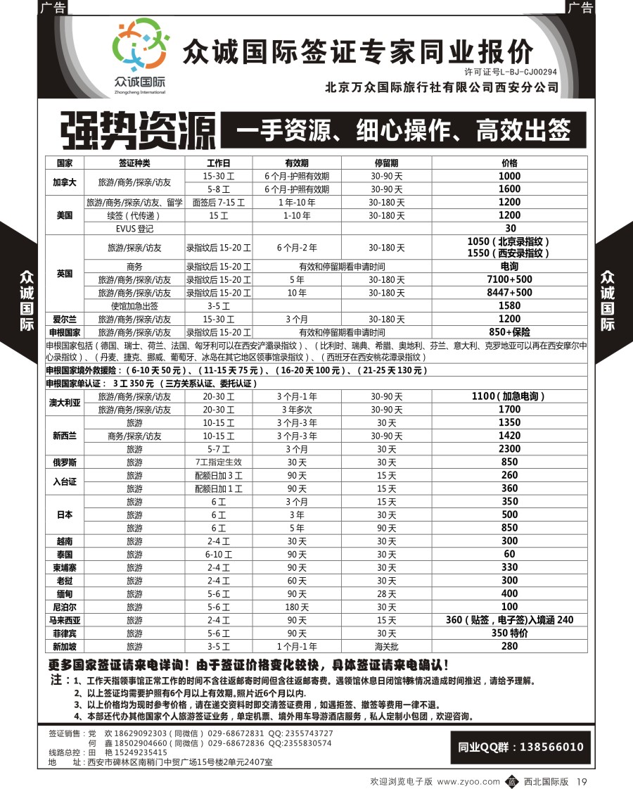 b黑019  众诚国际-签证