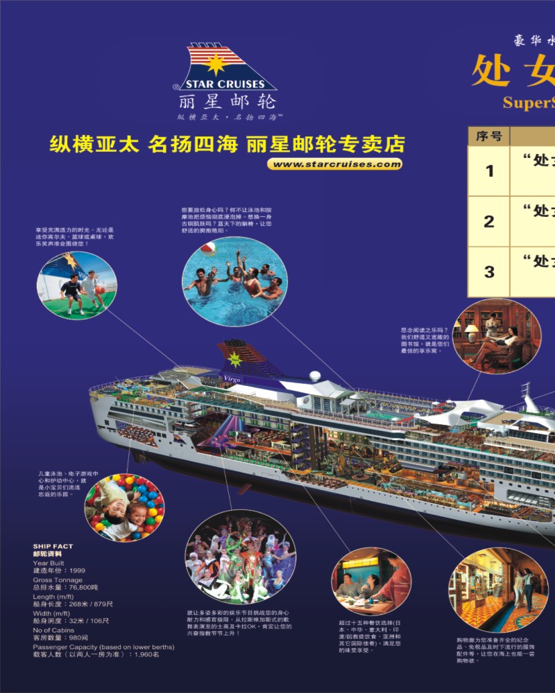 0拉右1 丽星邮轮