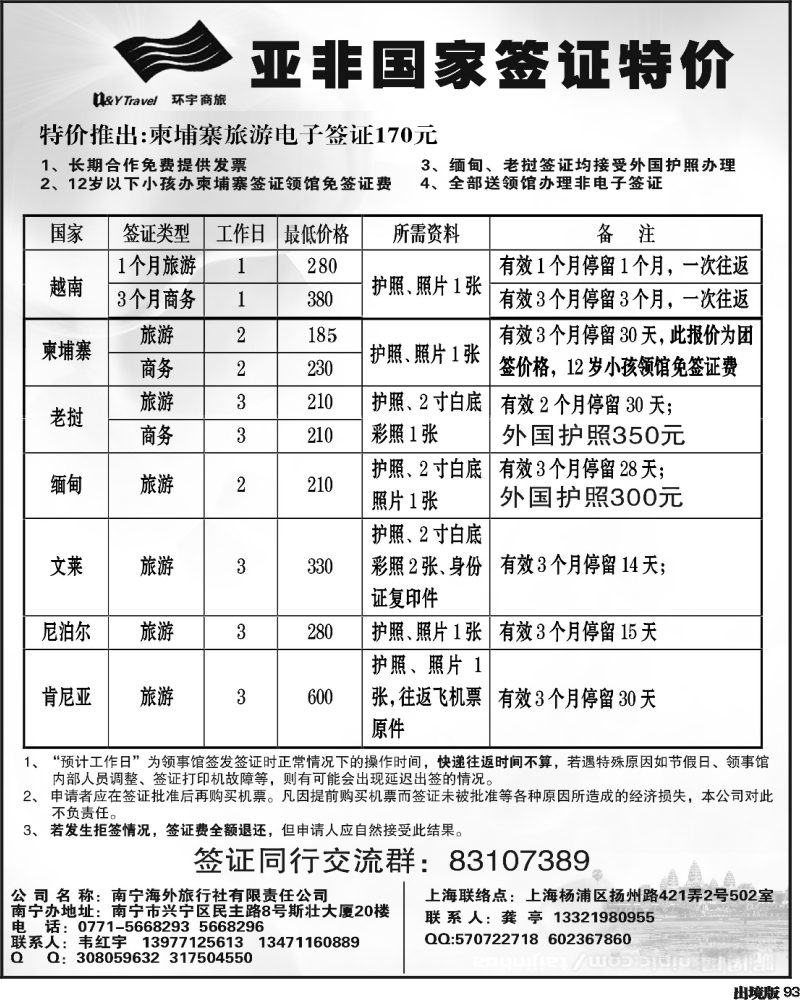 93   355 王东 亚非国家签证 西南国际版