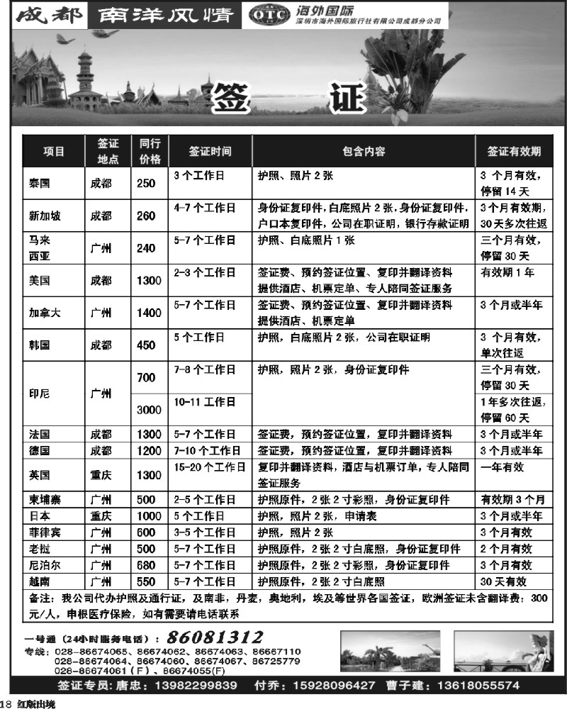 H18 南洋签证