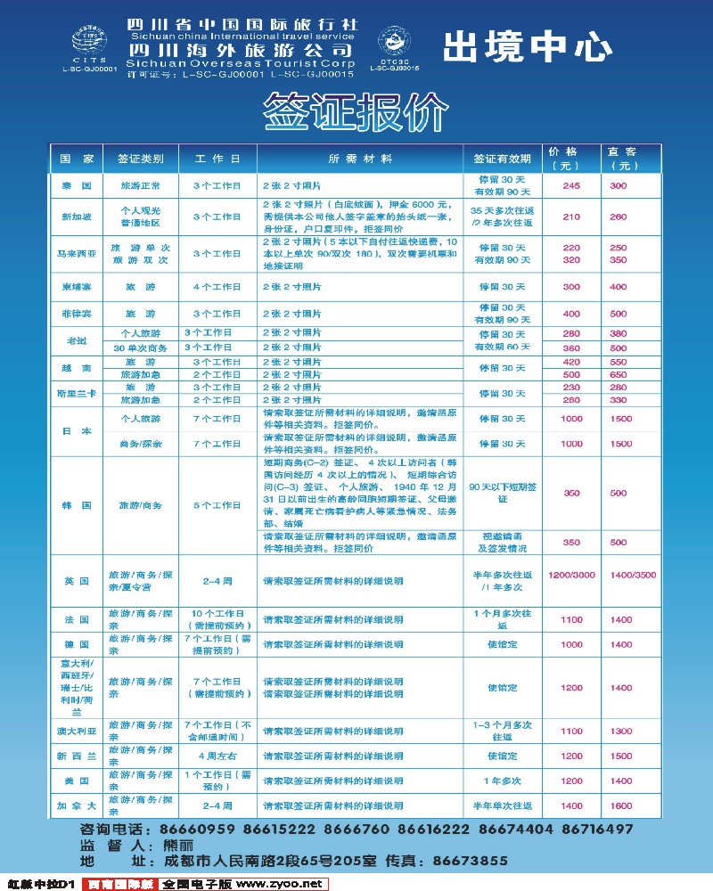 H中拉D1  四川省海外旅游中心