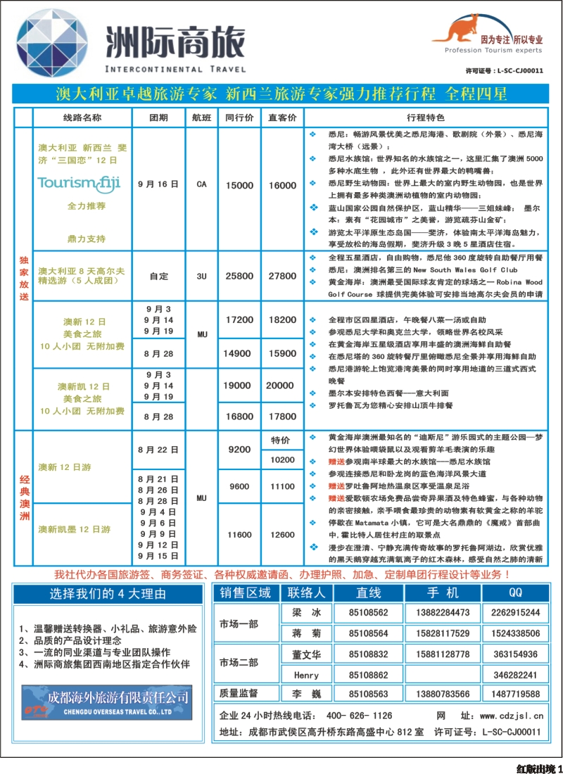 H1   成都海外-洲际商旅-澳新特色游