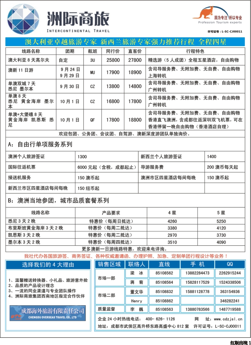 H1   成都海外-洲际商旅-澳新特色游