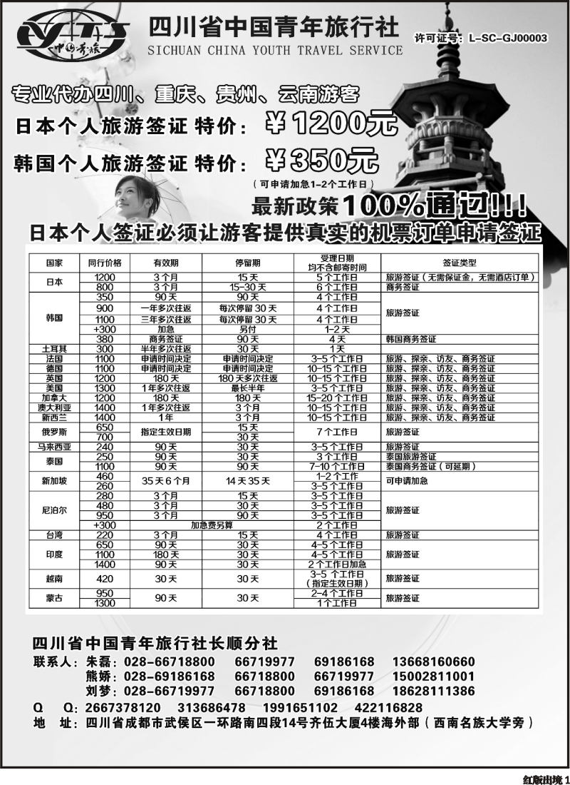 H1  日韩签证