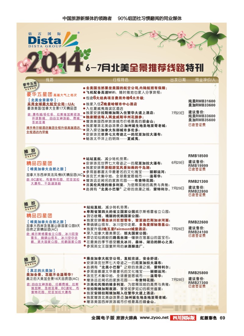 H彩69 DISTA钻石国际——6-7月北美全景特色线路｛03027｝20140519(右四)