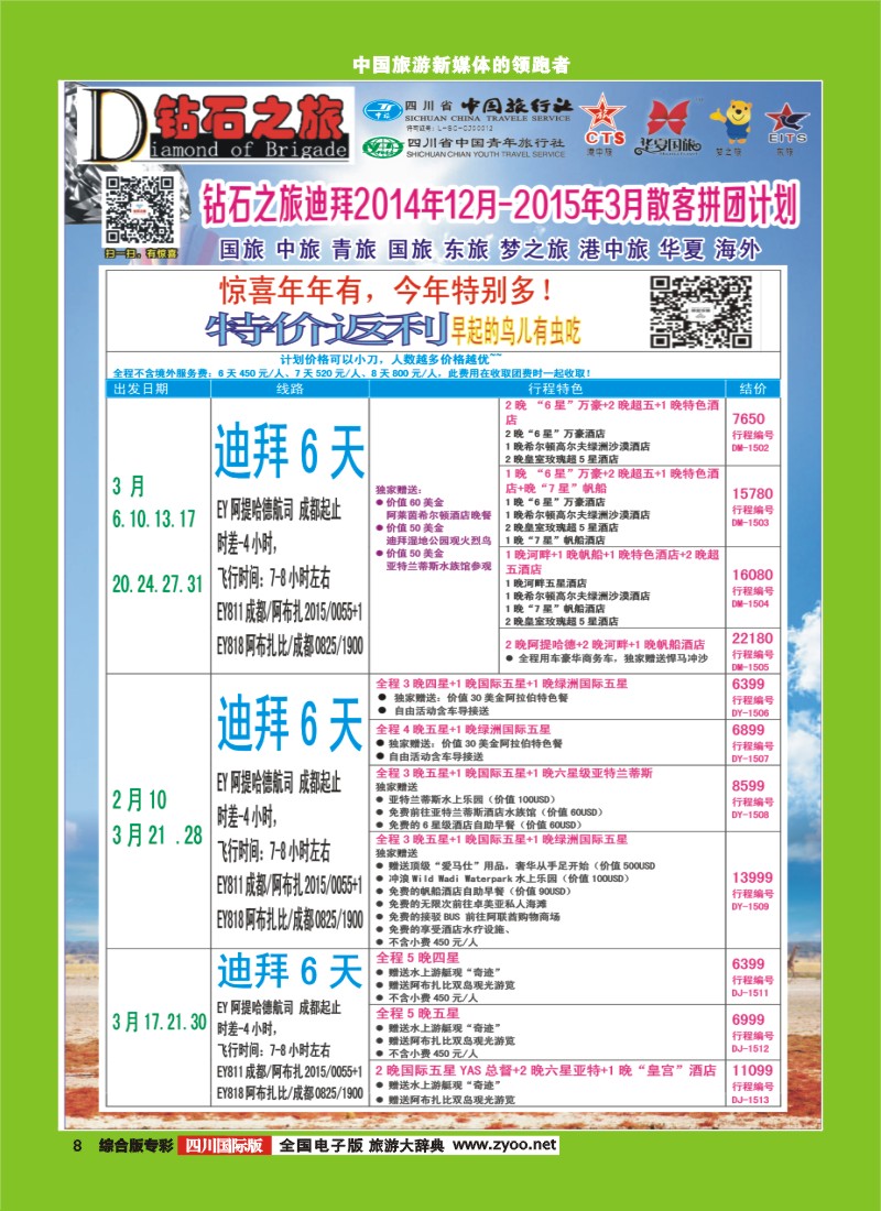 H专彩008   中旅青旅 【钻石之旅】-2015年中东非洲春节计划｛02620｝
