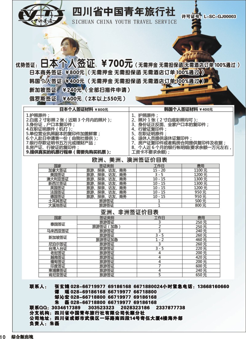 H010  代办日韩签证