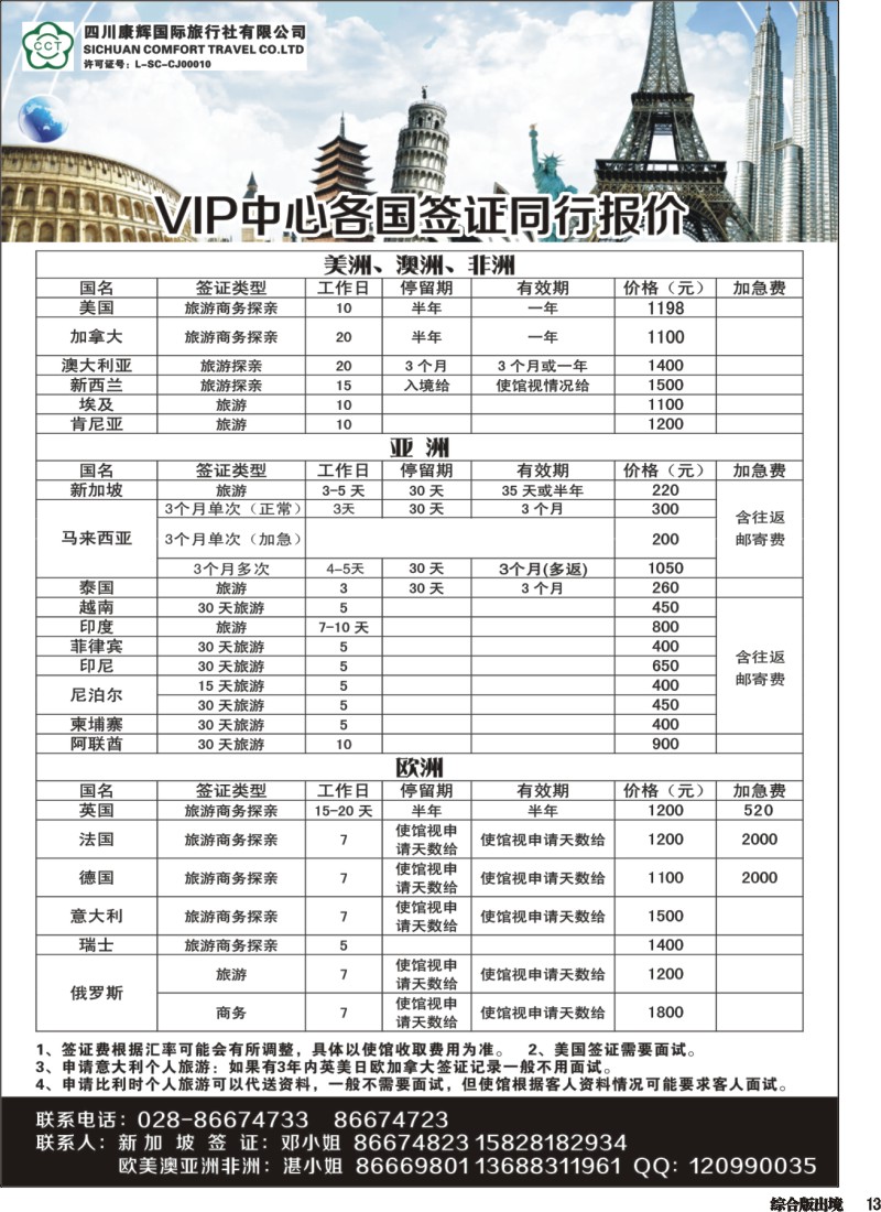 H013 四川省康辉国际旅行社-签证