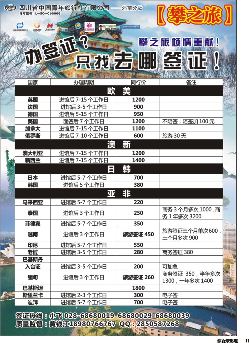 H11  攀之旅--签证