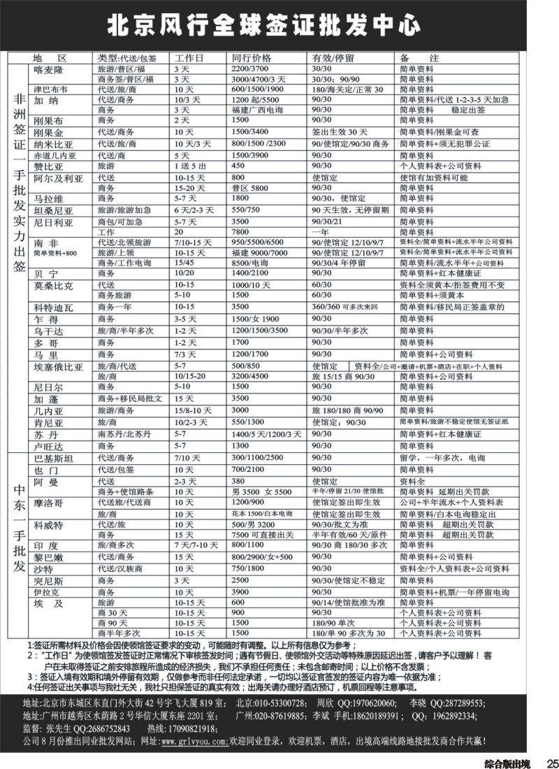 H025  北京风行全球签证中心