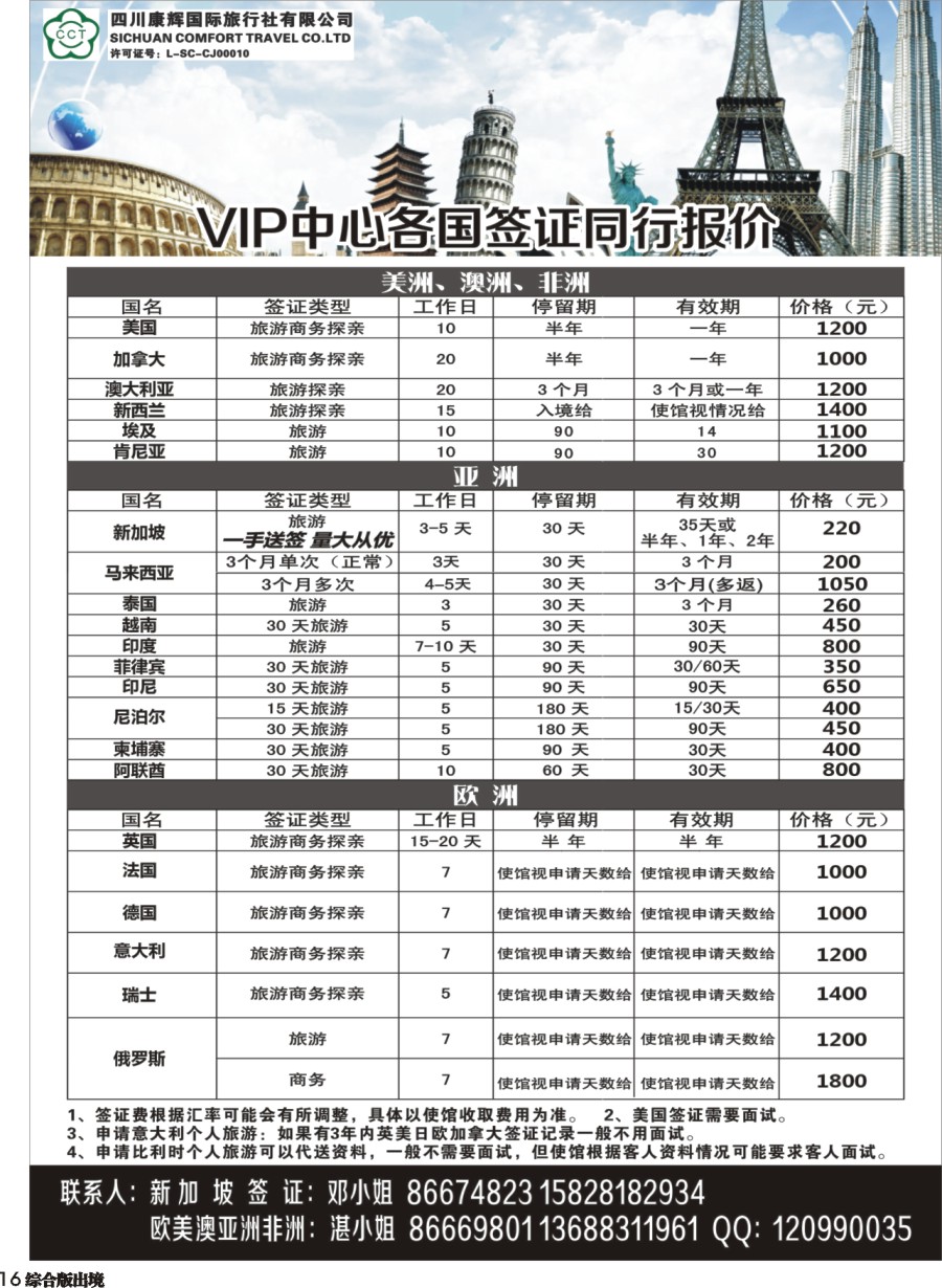 H016  四川省康辉国际旅行社-签证