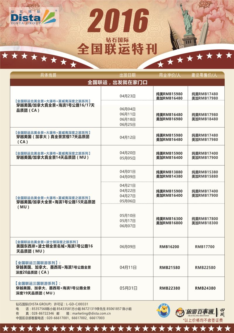 H彩072 DISTA钻石国际—2016年美国计划 左一