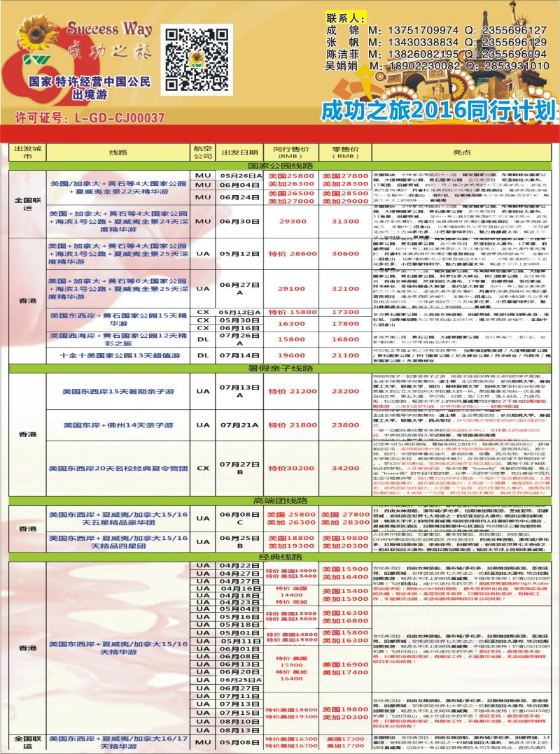 H彩088  广州成功之旅－－欧洲、美洲、南美计划