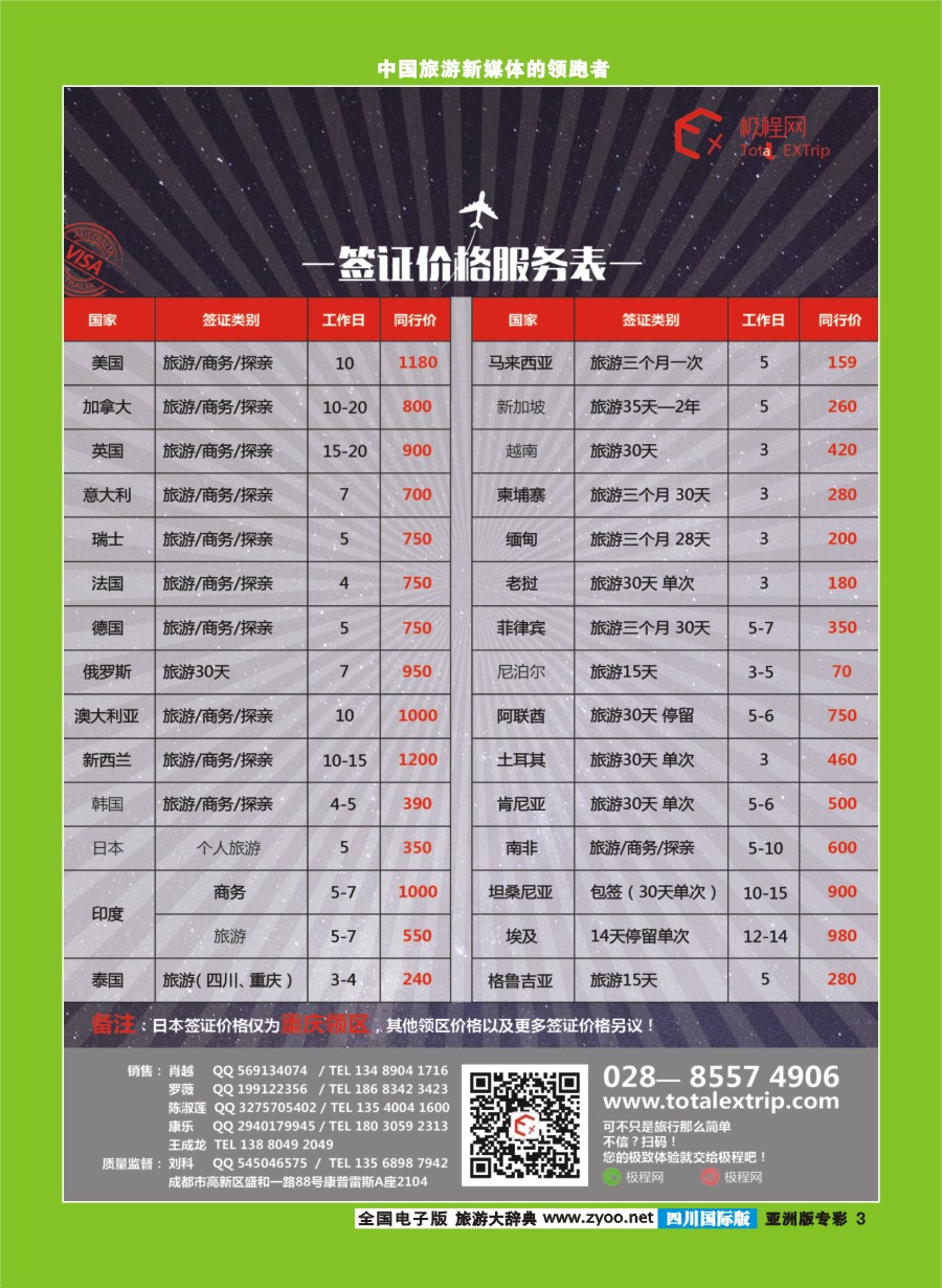 L专彩003四川省中国国际旅行社-极程旅行-签证