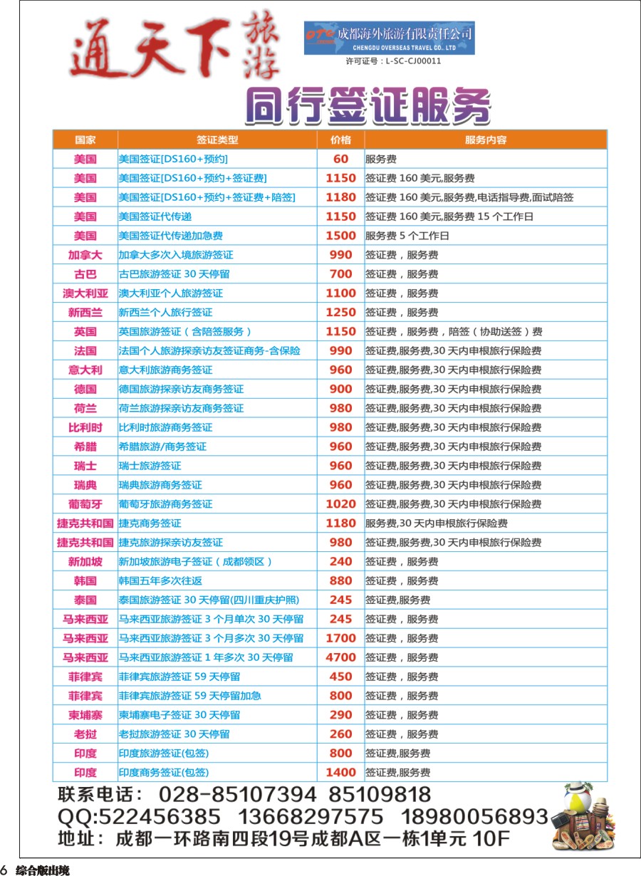 H006  成都海外-通天下旅游-签证